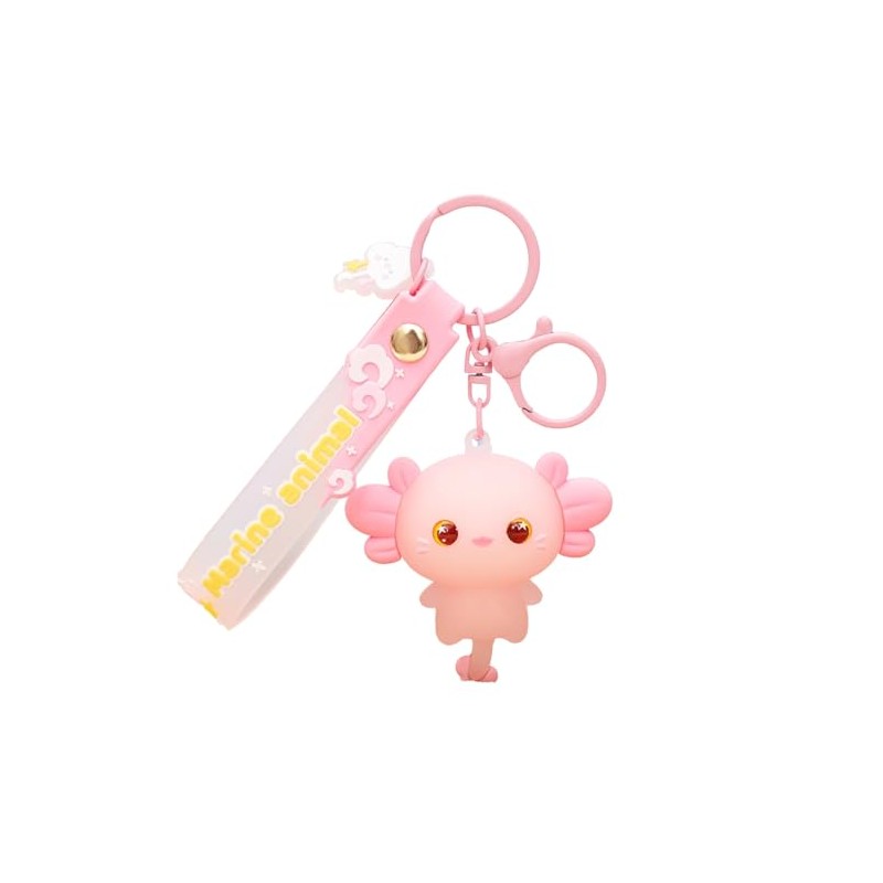 LAYAHAGO Axolotl Keychain Cute PVC Kawaii Keychains for Women Wallet