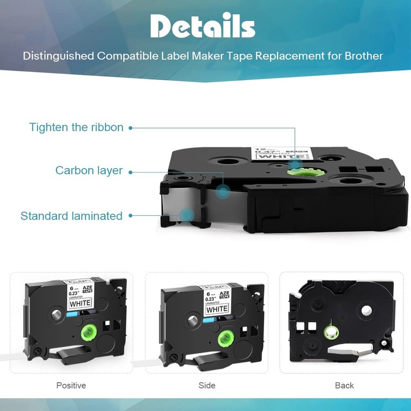 Label Tape Compatible with Brother - 2 Pack P Touch