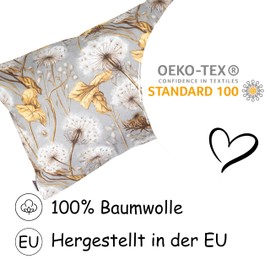 PinkZebra Kopfkissenbezug, Kissenbezug 40 x 80 cm aus 100% Baumwolle, Kissenhülle, Öko-tex Standard 100, bezüge mit Reißverschluss, Löwenzahn