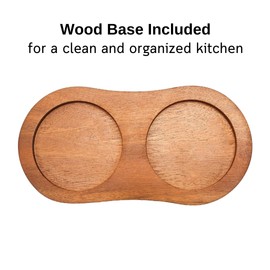 Wooden Salt and Pepper Grinder Set | 8-Inch Manual Acrylic Mills with Adjustable Ceramic Grinding Mechanism | Includes 2 Grinders + Wood Base | Premium Salt and Pepper Grinders by BING-US