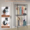 Portable Grey 2-Tier Clothing Rack with 4 Wheels 2 Hanging