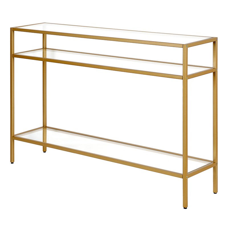 Siviline 42'' Wide Rectangular Console Table in Brass