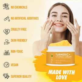 Turmeric Cream for Skin Brightening - All Natural Face & Body Turmeric Skin Lotion - Turmeric Cleanses Skin, Fights Acne, Evens Tone, Marks, Sun Damage, & Age Spots - Pure Turmeric Cream (Large)
