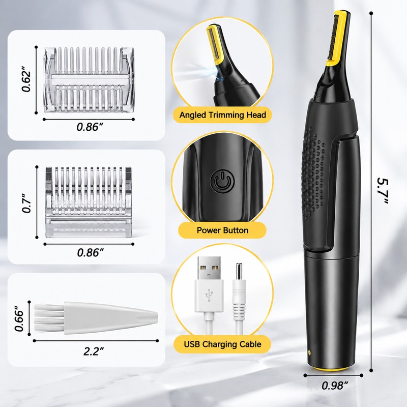 Ultra-Thin Electric Nose & Ear Hair Trimmer for Grooming –