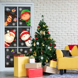 UVNT0212 Size 80 x 30 cm Christmas Window Stickers Stickers Christmas Kit Merry Christmas Happy New Year Happy New Year Transparent Removable Repositionable