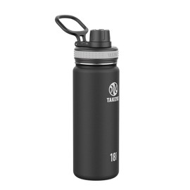 Takeya Originals 18 oz Vacuum Insulated Stainless Steel Water Bottle with Spout Lid, Black