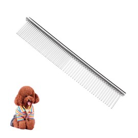JDXun Stainless Steel Pet Comb, (1 Pack) Metal Pet Comb with Rounded Teeth, Fur Detangling Tool for Pets, Pet Grooming Comb for Dogs Cats with Tangled Short/Long Hair (19 x 3cm)