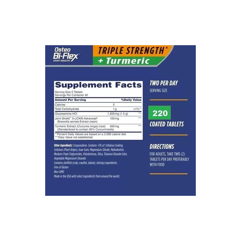 Osteo Bi Flex Glucosamina + Turmeric Cúrcuma 220 Tablets