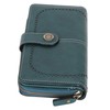 RFID Blocking Leather Wallet Large Capacity Double Snap Button Women
