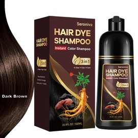 Onilyua Seroniva Dark Brown Hair Dye Shampoo- Can Cover Gray Hairs, Herbal Ingredients, Contains Ginseng Extract, Natural Haircoloring， Mother‘s Day Gift - Colour: Black