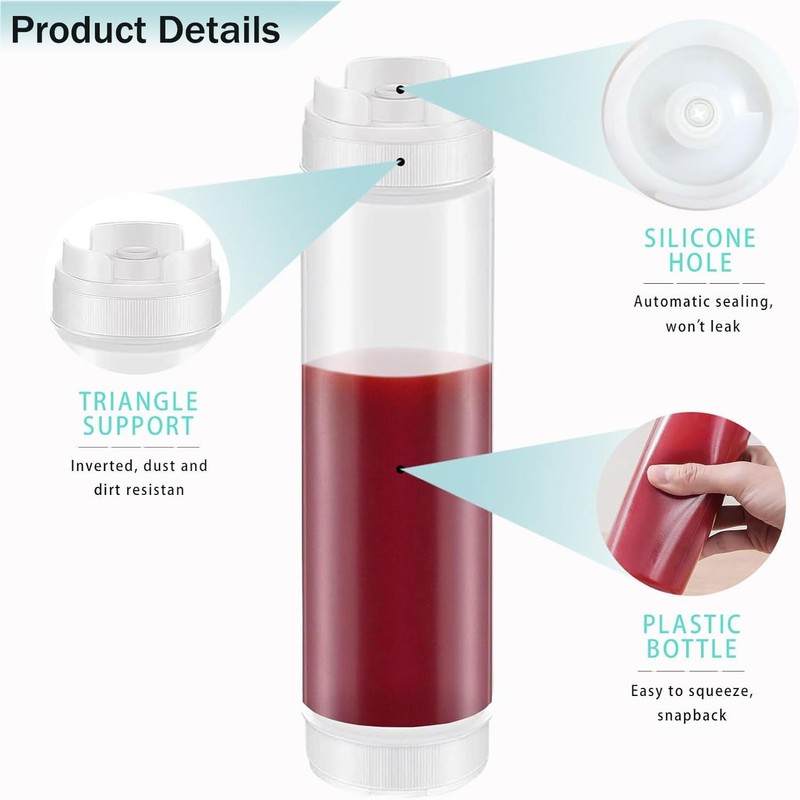 YQkangzhu 4 Pcs 16 oz Inverted Plastic Squeeze Bottles, Upside