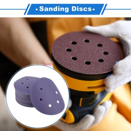 VekAuto 50 Stk. Schleifscheiben, 6" 6 Loch 180 Körnung Klett-Schleifpapier Universal für Metall, Holz, Automobilreparatur Haltbarkeit Keramik-Polyester-Film Lila