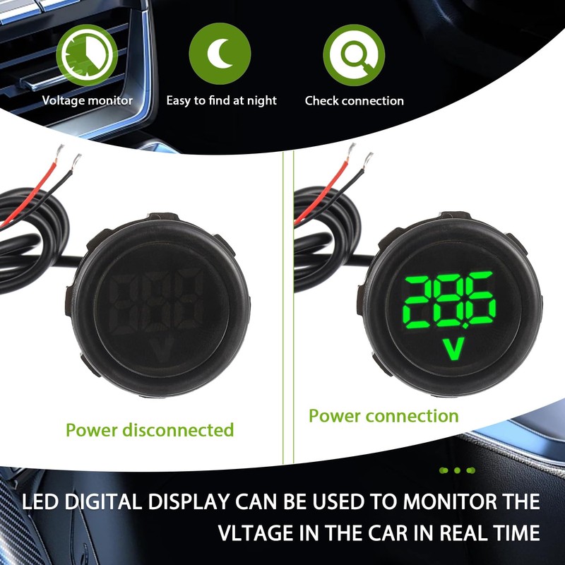 EPLZON 2pcs Digital Voltmeter DC 4-100V 2 Wires 3-Digit LED