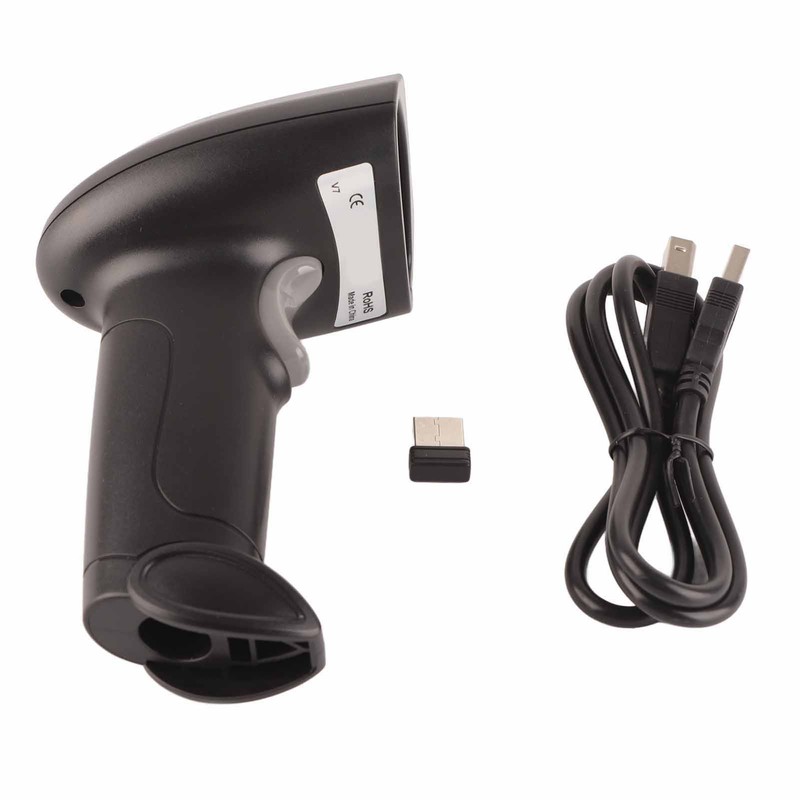 Wireless Barcode Scanner 2.4GHz OLED Display Voice Prompt 20000 Data