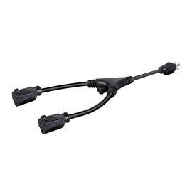 Monoprice Splitter Power Cord - NEMA 5-15P to 2X NEMA 5-15R, 13Amp, 1625 Watt, 120 Volt, 16AWG, 1.5 Feet, Black