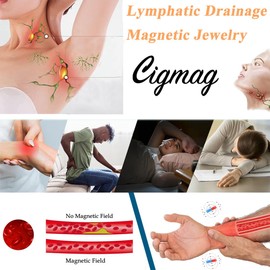 Cigmag 9X Lymphatic Drainage Copper Magnetic Bracelet for Women 99% Solid Pure Copper Ultra Strength Magnet Adjustable with Gift Box(Rose Gold Flower Pattern)