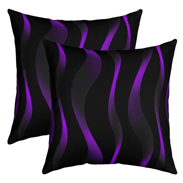 Ombre Striped Throw Pillow Covers 16x16 Set of 2, Purple