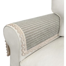 Couch Arm Covers, 2pcs Velvet Sofa Arm Covers, Couch Covers, Non-Slip Lace Armrest Covers, Headrest/Backrest Cover, Seat Cover, Slipcover for Pet Armchair Loveseat Recliner Furniture(28"×24", Sand)