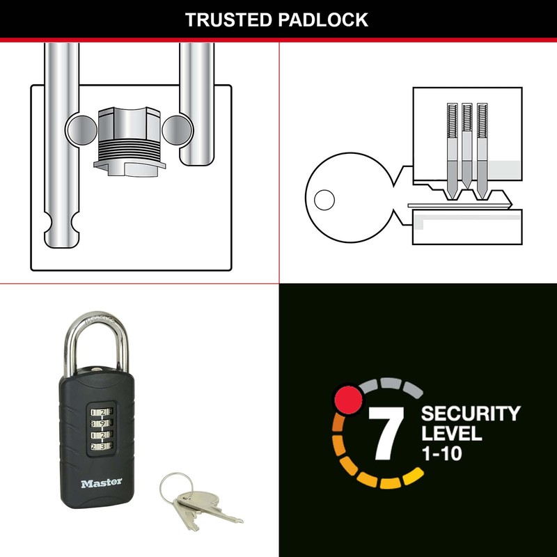 Master Lock 656EURDBLK Outdoor combination padlock with override key, 120