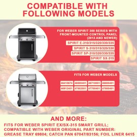 DcYourHome 69804 Grease Tray with 67047 Catch Pan for Weber Spirit 300 Series Gas Grill (2013 and Newer) Spirit E310,S310,E320,S320,E330,S330,EX315,Grease Drip Pan with 10 PCS 6415 Aluminum Foil Liner