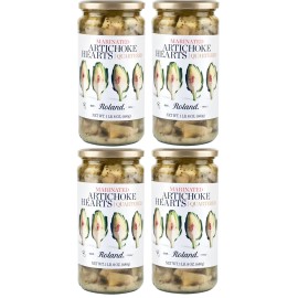 Roland Quartered Marinated Artichoke Hearts 4 Glass Jars 24oz/1lb 8oz each