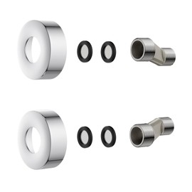 MORADO Cranked 3/4" to 1/2" Connectors Adaptors with Decorative Plates for Wall Mounted Shower Mixer, Adjustment 3/4" to 1/2" Shower Tap Offset,Chrome,Solid Metal