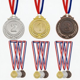 Sigenert 12PCS 1st 2nd 3rd Place Award Medals Set, Gold Silver Bronze Zinc Alloy Medals with Neck Ribbons for Sports Events, School Contests, Talent Shows and Parties