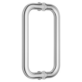 Ranbo Tubular Back-to-Back Shower Door Handle，Heavy-Duty 1.0mm Thick 304 Stainless Steel, for 1/4"- 1/2" Thick Glass and 1-3/8" - 2-1/6" Thick Wooden or Metal Doors，Polished Chrome 8" CTC