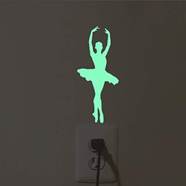 2pcs Luminous Light Switch Decals Glow in The Dark A Dancing Girl Wall Stickers Light Switch Decor Art Mural Paste