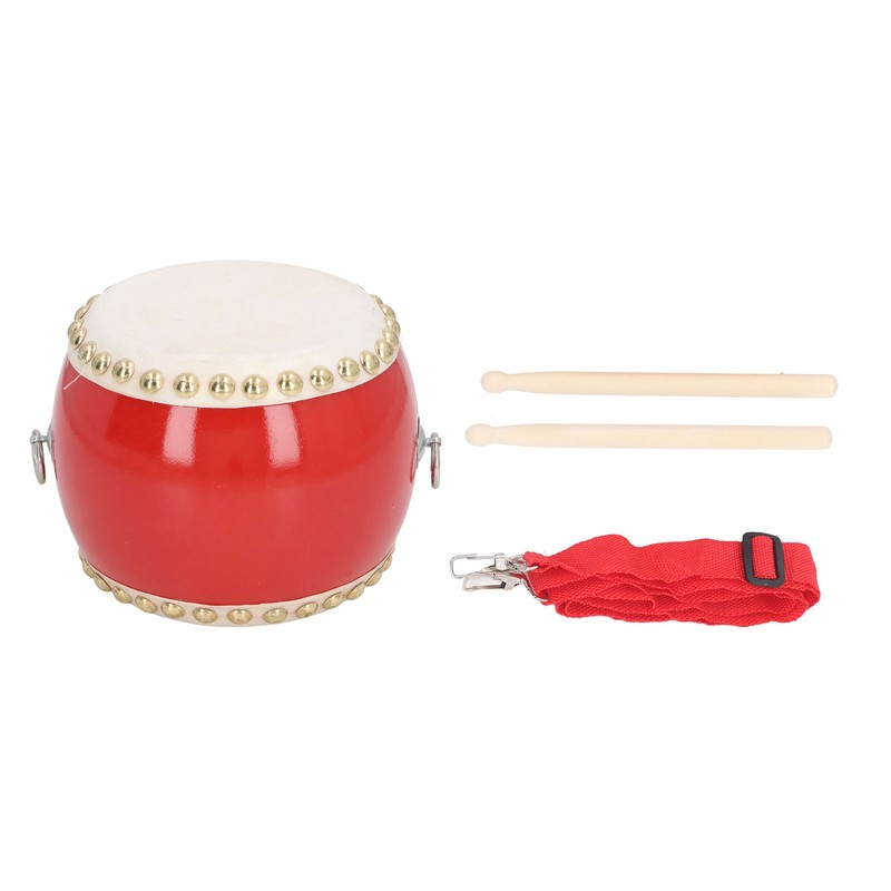 Kids Chinese Drum Plastic Sheepskin Maple Wood Red Color Children