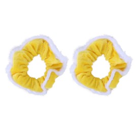 Velvet & Fur Hair Scrunchies for Women and Girls Set of 2 Yellow