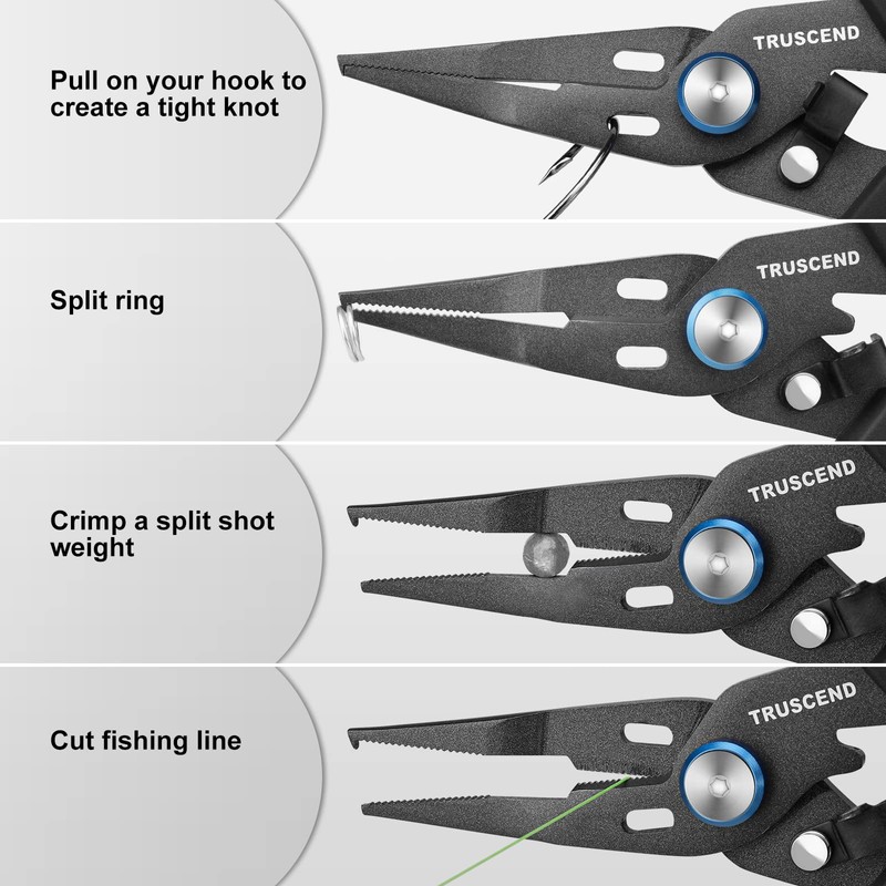 TRUSCEND Fishing Pliers Saltwater with Mo-V Blade Cutter, Corrosion Resistant