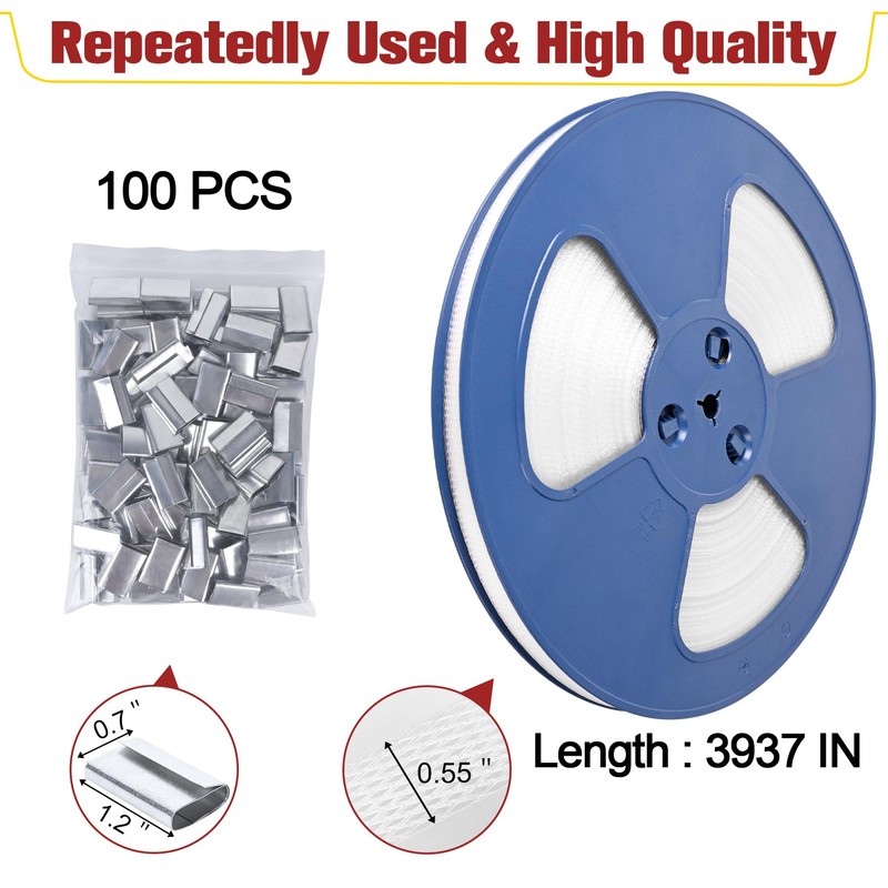 MYFAMIREA Heavy Duty Banding Strapping Kit with Tensioner Tool, 0.55''