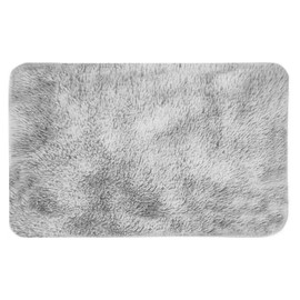ConCus-T Fluffy Grey Bath Mat Area Rug for Girls Boys Bedroom Shag Faux Fur Girls Fluffy Gray Rug Cute Furry Mat for Tub Living Room, Light Grey, 50 X 80cm