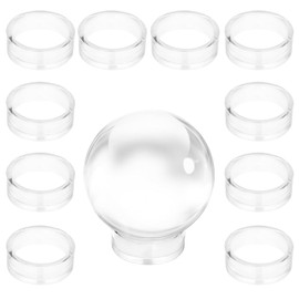BTSKY 12Pcs 45mm Transparent Sphere Round Stands Baseball Holders - Clear Ring Display Holders Riser Display Stand for Golf Ball, Softball, Tennis Ball, Marbles, Clear Crystal Ball Display Stand