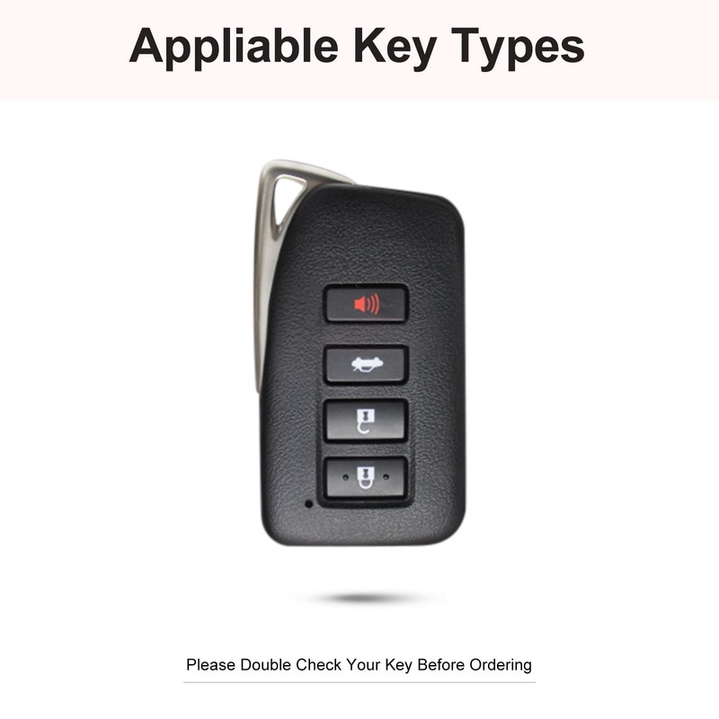 RUABIBAN for Lexus Key Fob Cover with Keychain, Pink Genuine