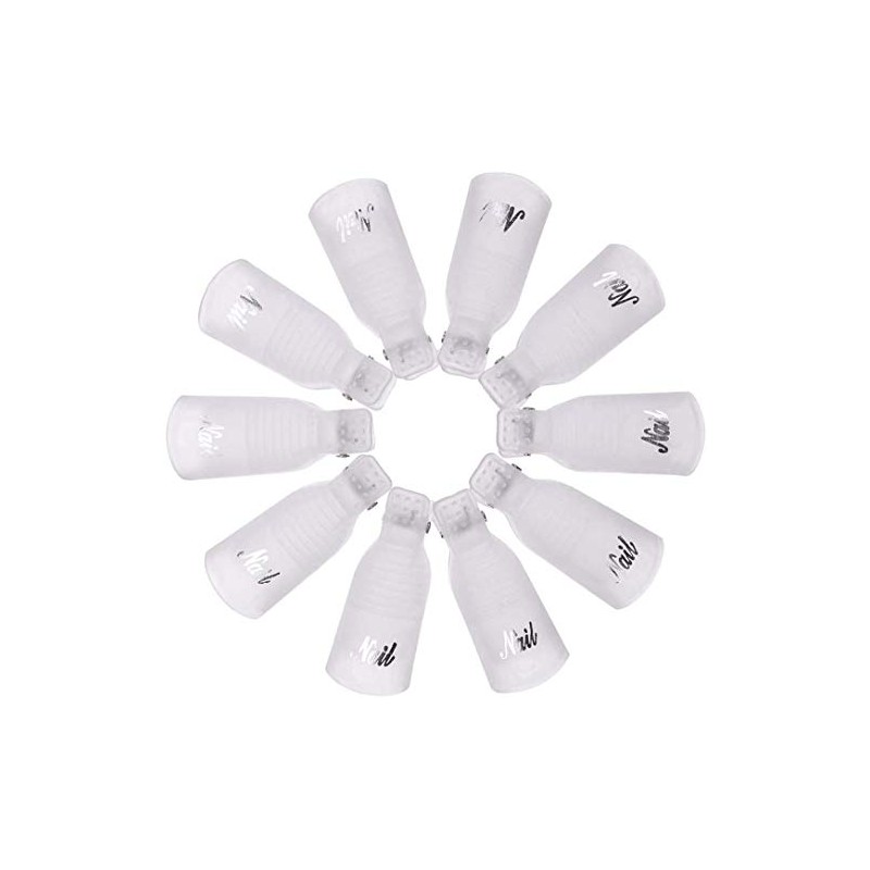 HiMo 10PC Plastic Acrylic Nail Art Soak Off Cap Clip