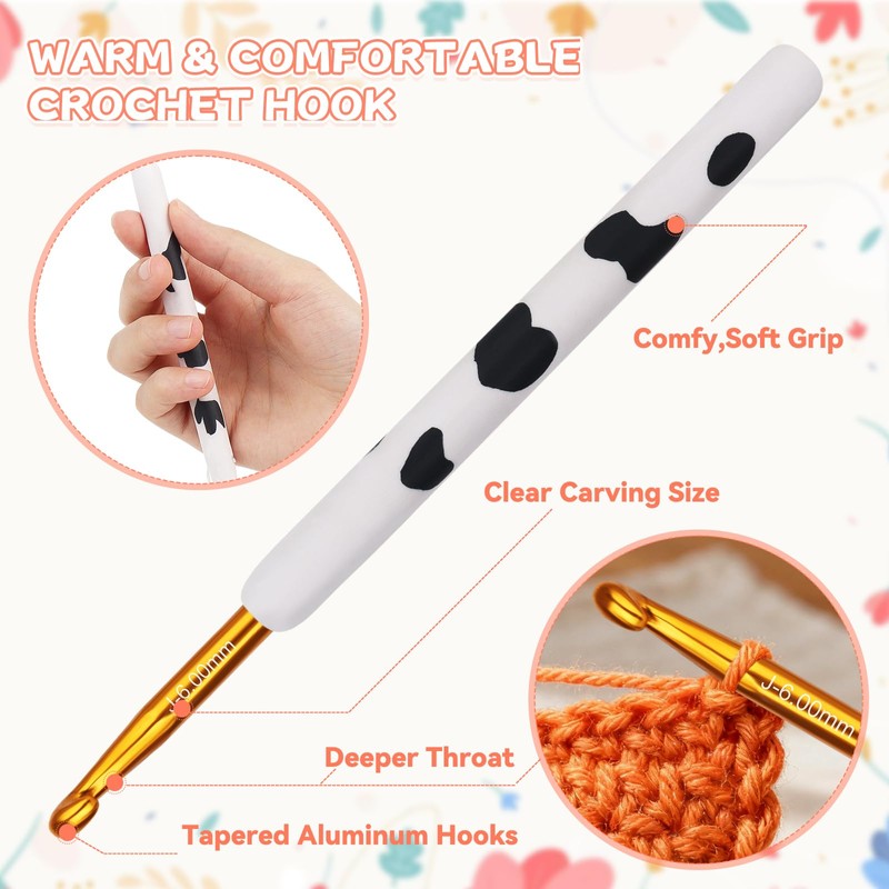 Coopay Crochet Hooks, Crochet Hook with Soft Polymer Clay Handle