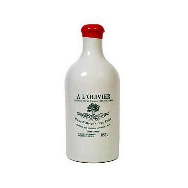 A L'Olivier, Extra Virgin Olive Oil, In Signature White Crock with Wax Seal, 16.9 Ounce (500 ml) Glass Bottle