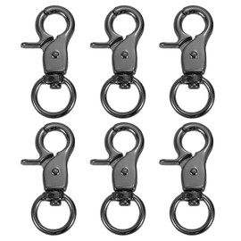sourcing map 6Pcs Swivel Snap Hook, 13mm(1/2") Trigger Snap Heavy Duty Metal Lobster Claw Clasp Lanyard Clips for Straps Bags Belting Leathercraft, Gun Black