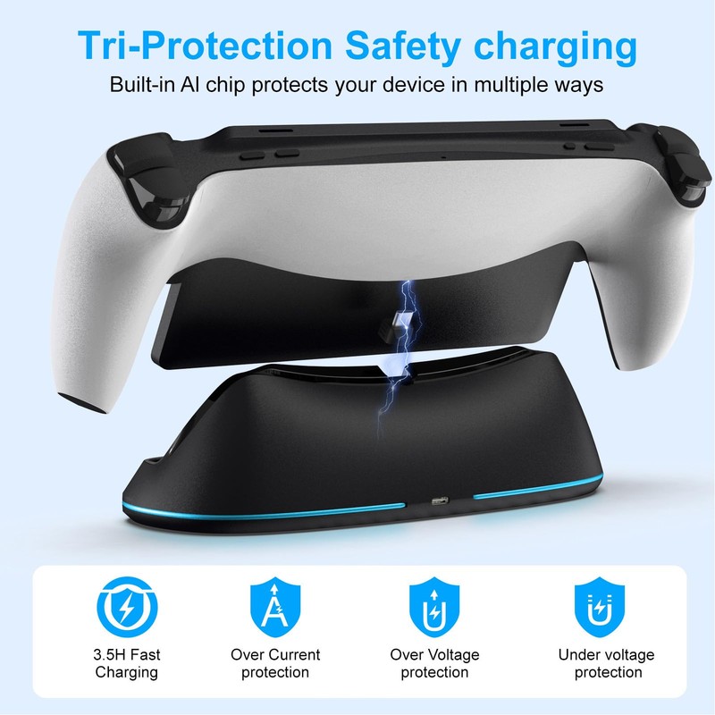 Game Console Charging Dock with RGB Light Effect, for PS