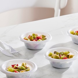 PLASTICPRO 100 PCS White Plastic Bowls 5 oz Premium Quality Light Weight Dishes Disposable Small Plastic Bowls for Dessert Appetizers Soups for Parties Weddings