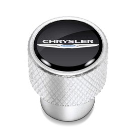 iPick Image for Chrysler Logo in Black on Shining Silver Aluminum Tire Valve Stem Caps