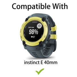 HOMTERN Cases Designed for Garmin instinct E 40mm,Soft TPU Lightweight Shell Drop-proof Scratch-Proof Flexible Screen Full Covered Protective Case,Black