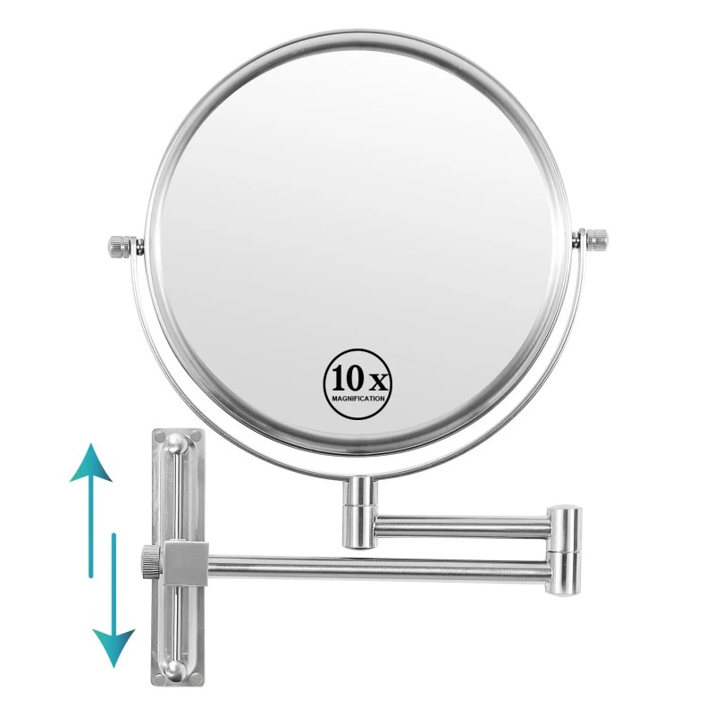 Wall Mounted Metal Frame Makeup Mirror 8 Inch 1X Magnification