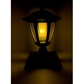 4pcs Black Solar Post Cap Hexagon Lightswith Flickering Flame Torch Lights with Auto On/Off Switch Dusk to Dawn for Garden Yard Landscape Pathway Christmas Lights Decoration (For Wall Mount)