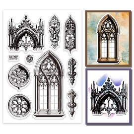 GLOBLELAND Retro Gothic Architecture Transparent Stamps for Scrapbooking Gothic Cathedral Silicone Clear Stamp for Card Making DIY Journal Embossing Photo Album Decor