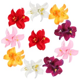 JIYIN 10PCS 5 Colors Artificial Flower Hair Clips, Bohemian Flower Hairpin Hawaiian Artificial Orchid Hairpins for Seaside Holiday, Bridal Hair Accessories for Women Girls(3.5Inch Twin Flowers)