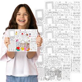 50Pcs Family Reunion Coloring Placemats Disposable Paper Placemats DIY Coloring Painting Family Dining Table Mats Decoration for Home Kitchen Table Family Reunion Coloring Activity Party Supplies