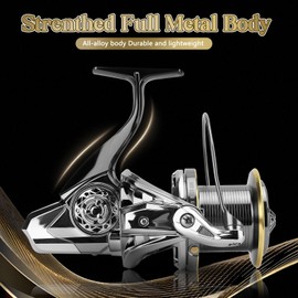 Longcast Fishing Reel Ultra Powerful Smooth Spinning Reel 18+1BB All-Metal Construction Slanted Gapless Screw in Guide Rod Structure Interchangeable Left Right Hand (TK12000)